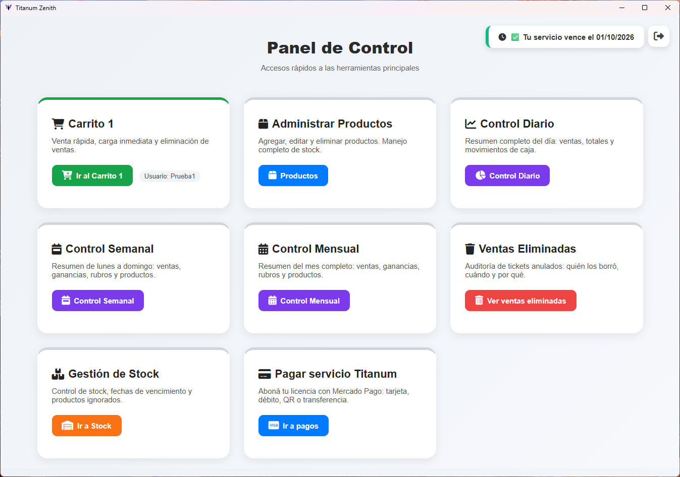 Panel de control